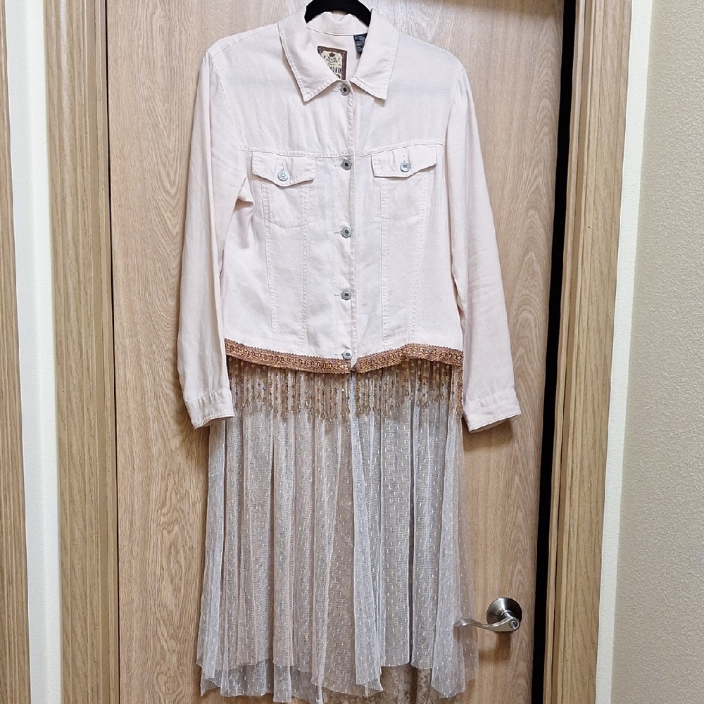 Stylish Pink Jacket with Sheer Skirt